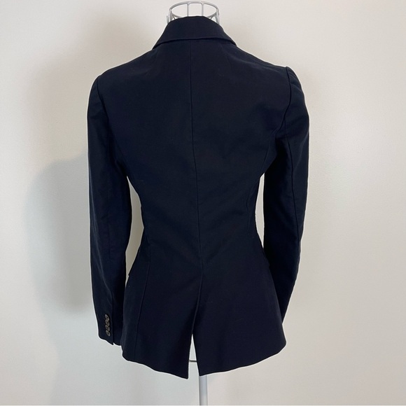 J Crew cotton blazer navy blue fitted long sleeve size 00 carrier academia - Picture 4 of 8